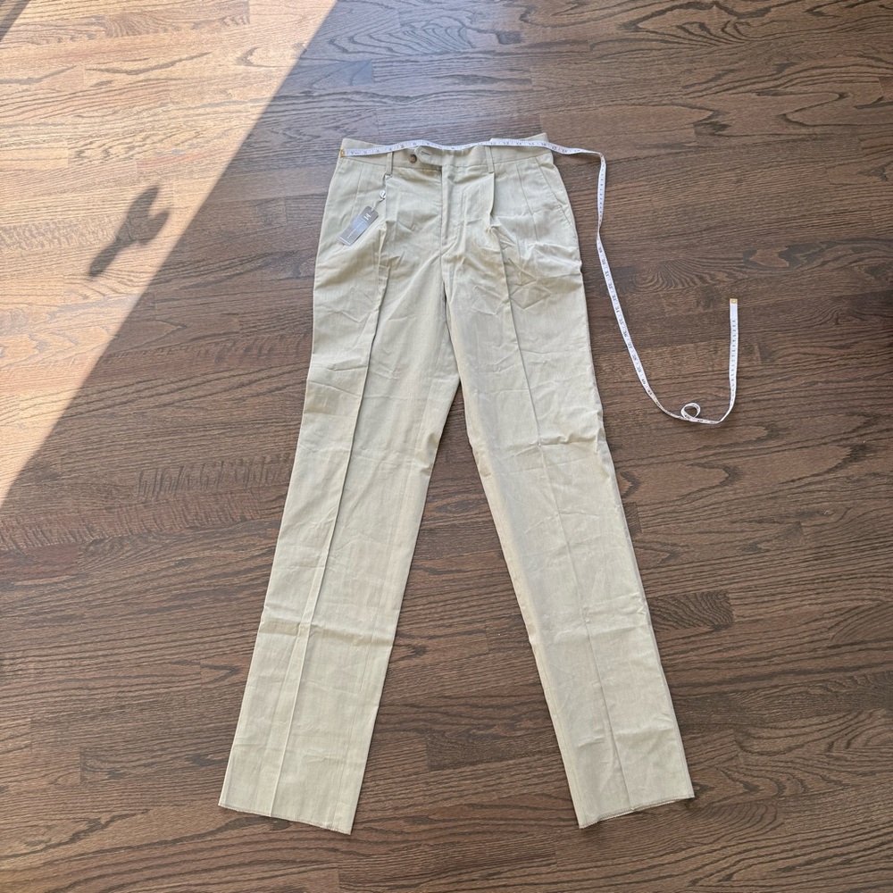 Hickey Freeman Palm Green Pleated Trousers (33)